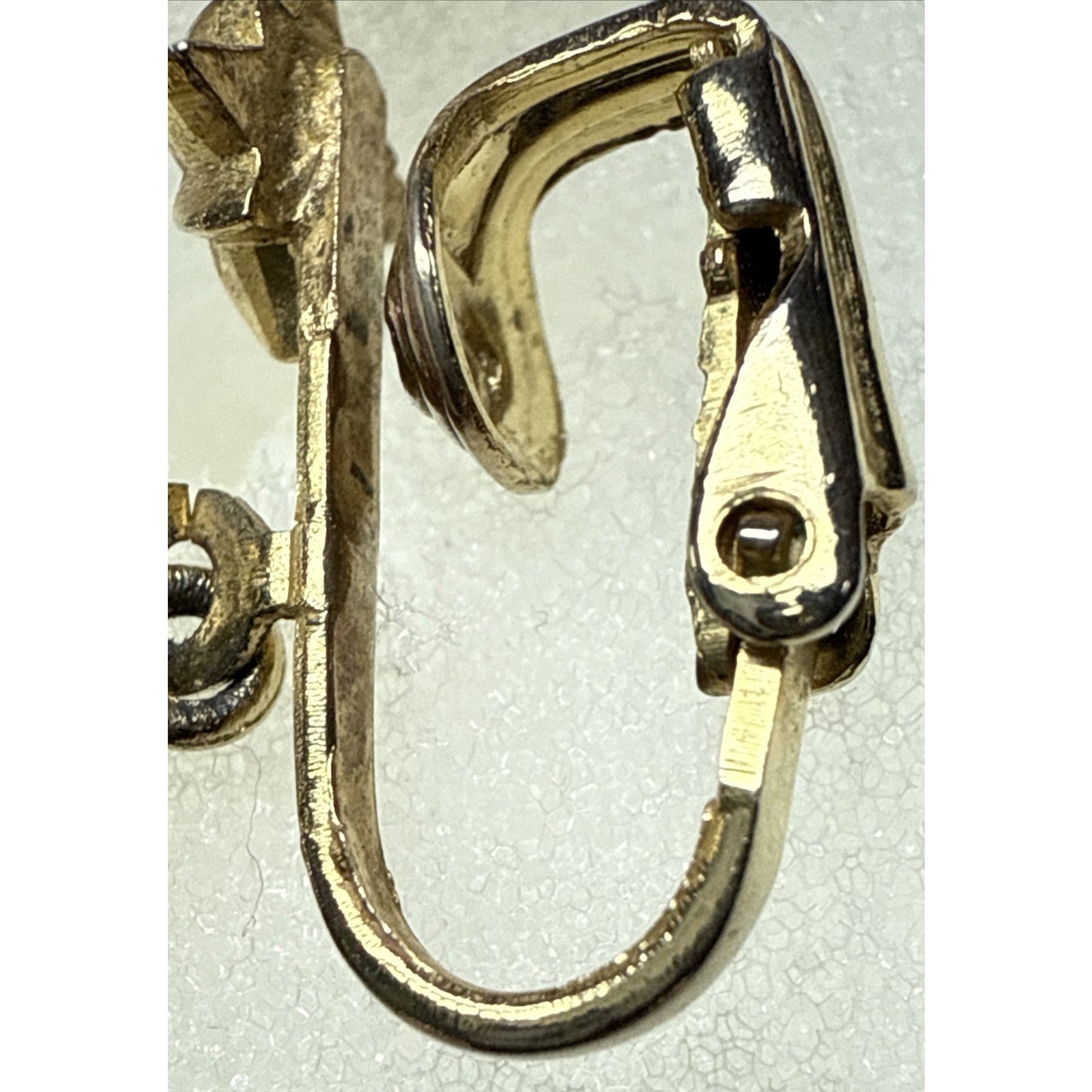 Vintage Atomic Starburst Star Clip On Dangle Earrings Rhinestone