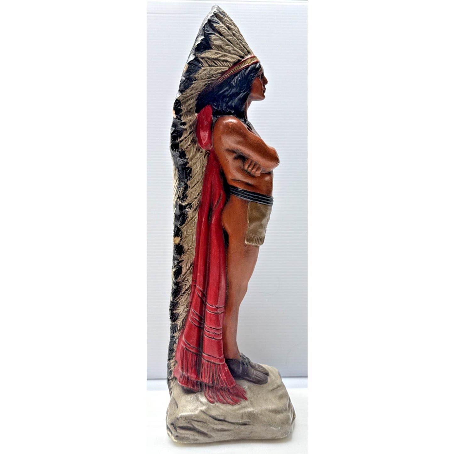 Vintage Native American Indian Chief Chalkware Cigar Store Statue Hand Painted