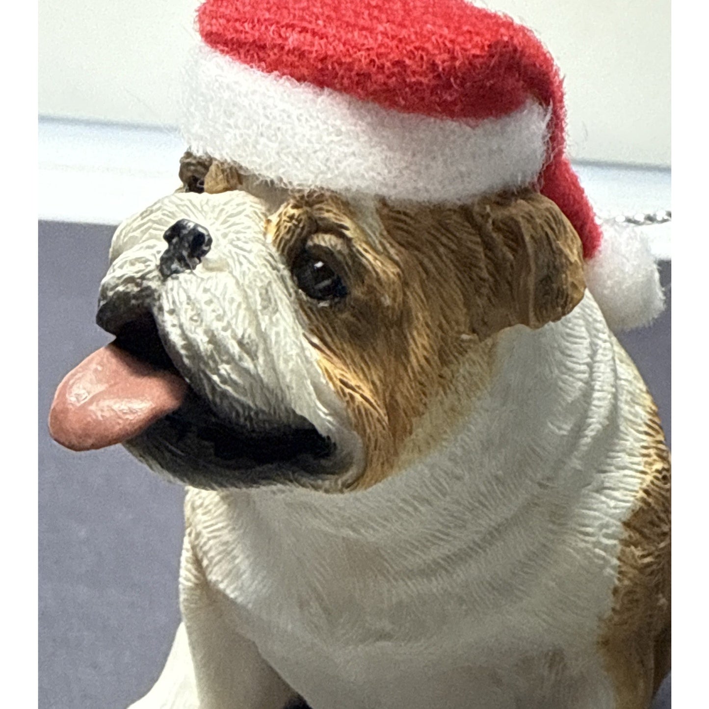 Vintage Sandicast Bulldog Puppy Dog Fawn Ornament Hat Box