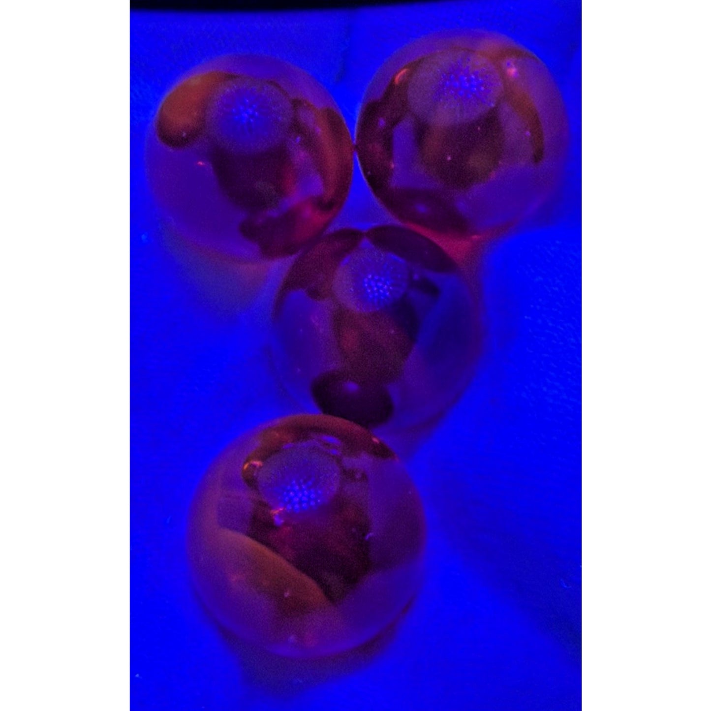 Vintage Lot of 4 Clear Ruby Red Cadmium Slag Glass Marbles UV Reactive As Is