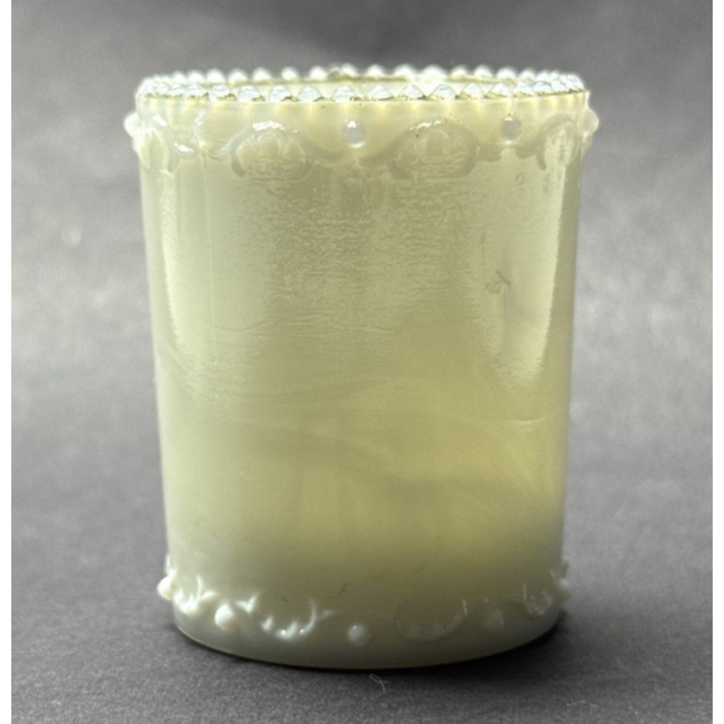 EAPG Unidentified Milk Glass Toothpick Matchstick Tobacco Childs Bead Scroll