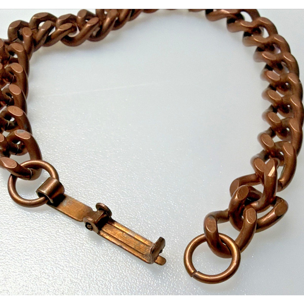 Vintage Copper Flat Cuban Curb Link Chain Bracelet