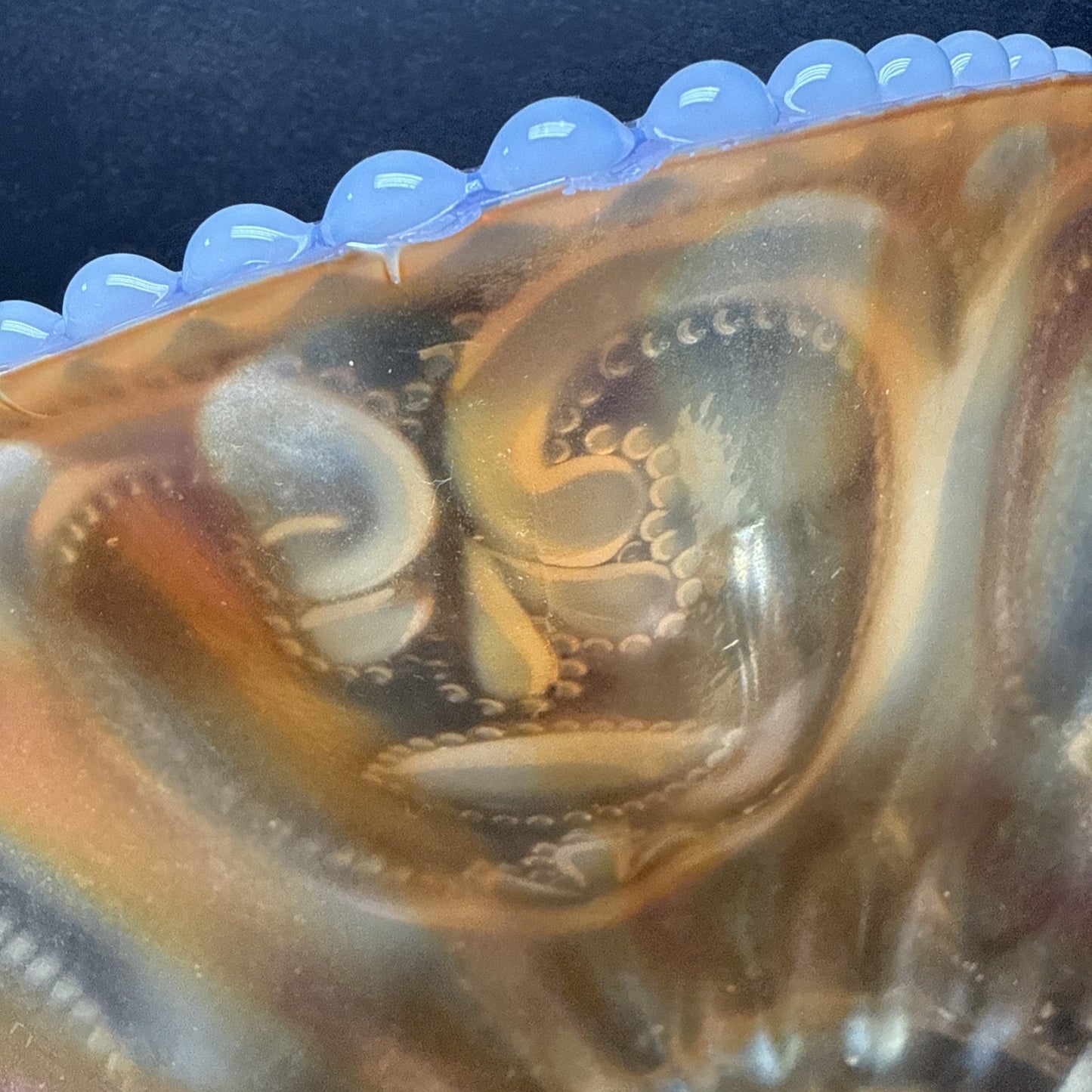 Lot of 7 Dugan Glass Peach Opal Carnival Ray Jewel Heart Master Berry Bowl As-Is