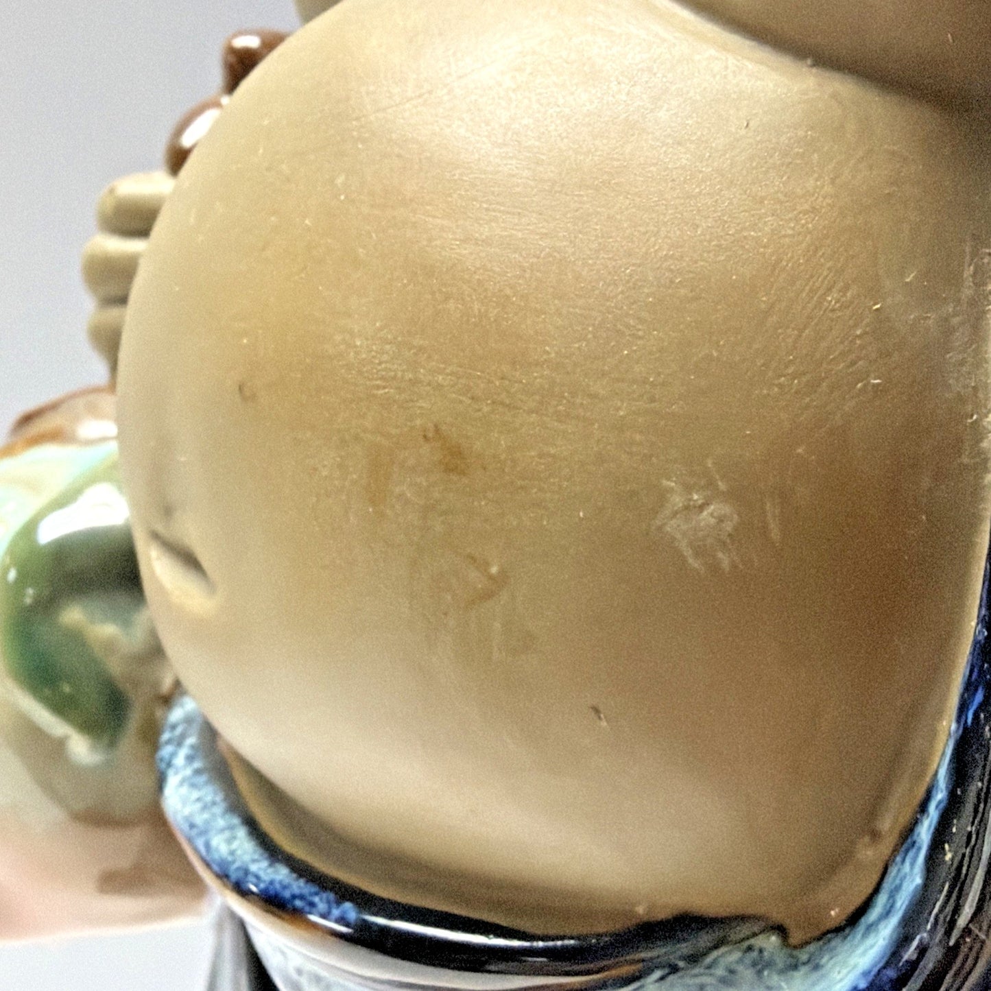 Shiwan Mudman Pottery Chinese Blue Flambe Glazed Happy Buddha Sculpture Hotei