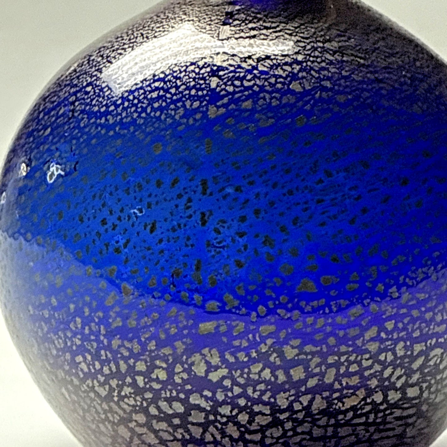 Vtg Murano Glass Cobalt Blue Gold Fleck Overlay Aventurine Glass Perfume Bottle