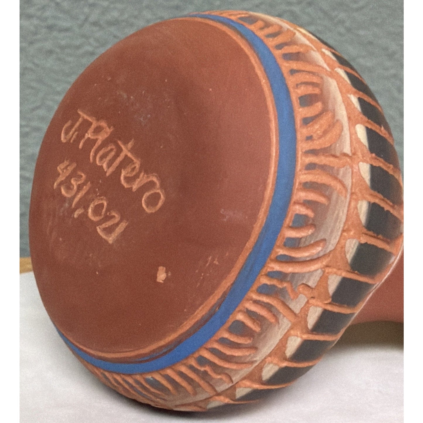 J Platero Native Navajo Etched Art Pottery Mini Wedding Vase Signed Numbered