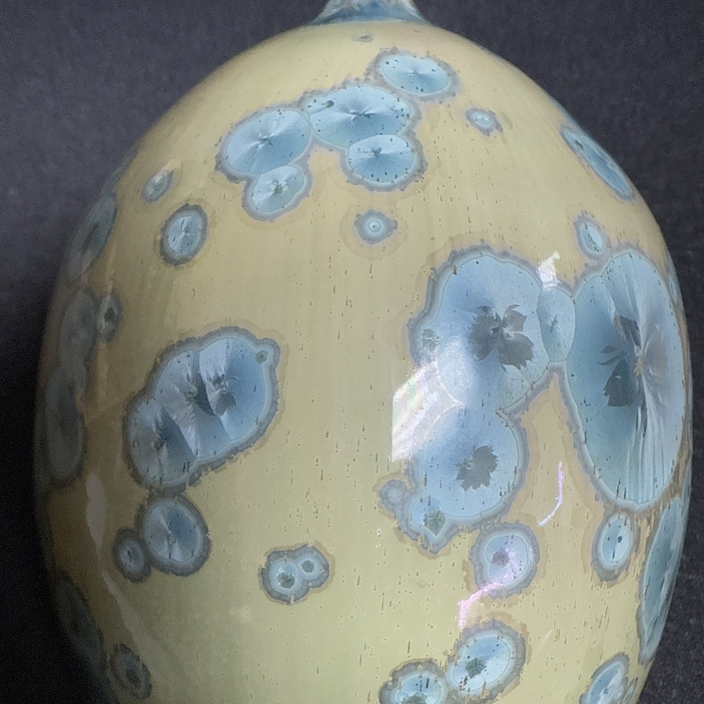 Modern Studio Art Pottery Crystalline Glaze Vase Weed Pot Blue Green As Is