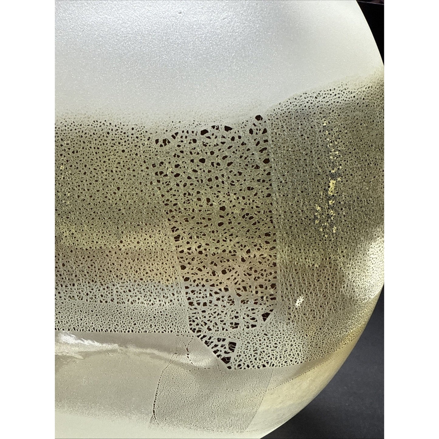 Murano Contemporary Rialto Acidato Gold Leaf Band Glass Vase Vessel Clear As-Is