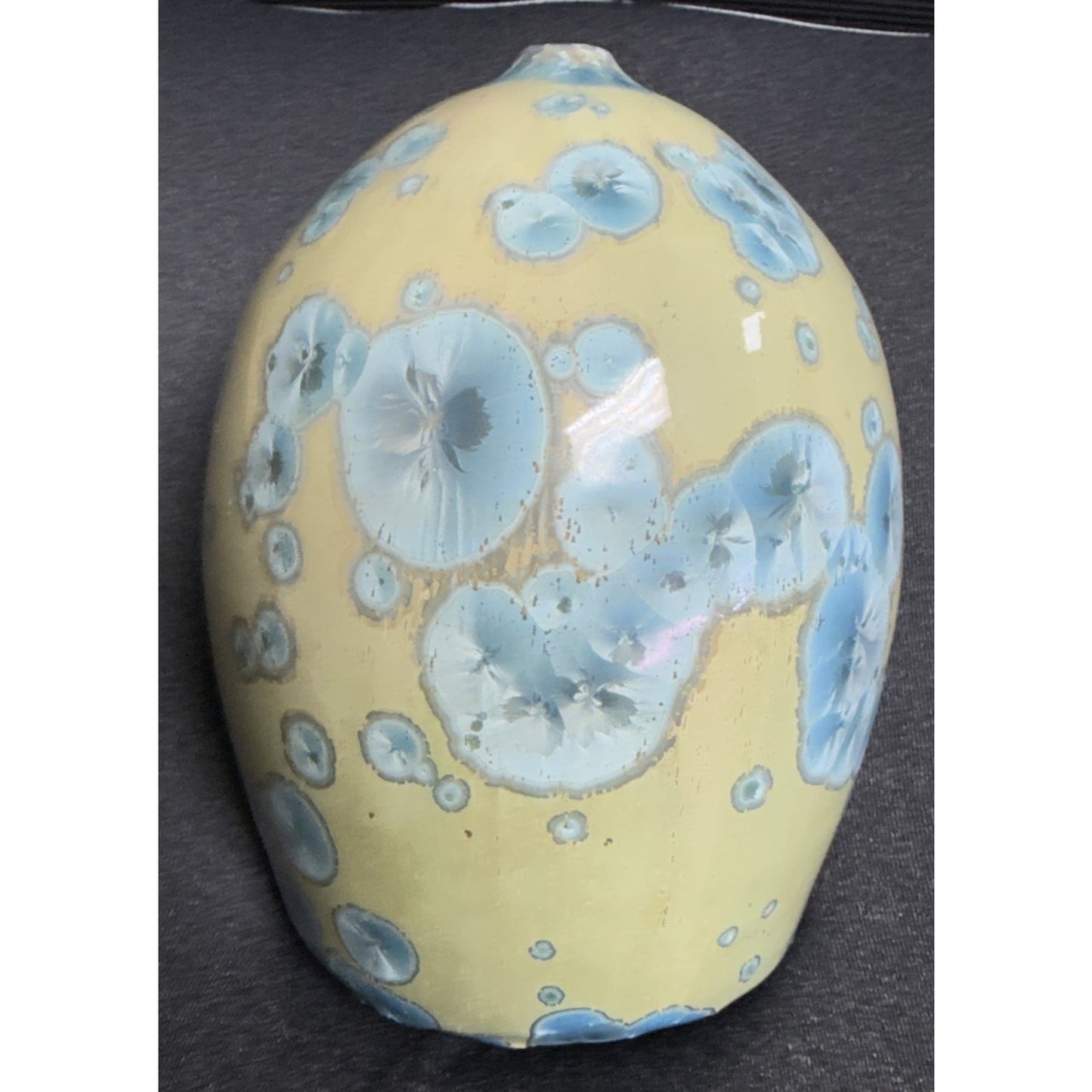 Modern Studio Art Pottery Crystalline Glaze Vase Weed Pot Blue Green As Is