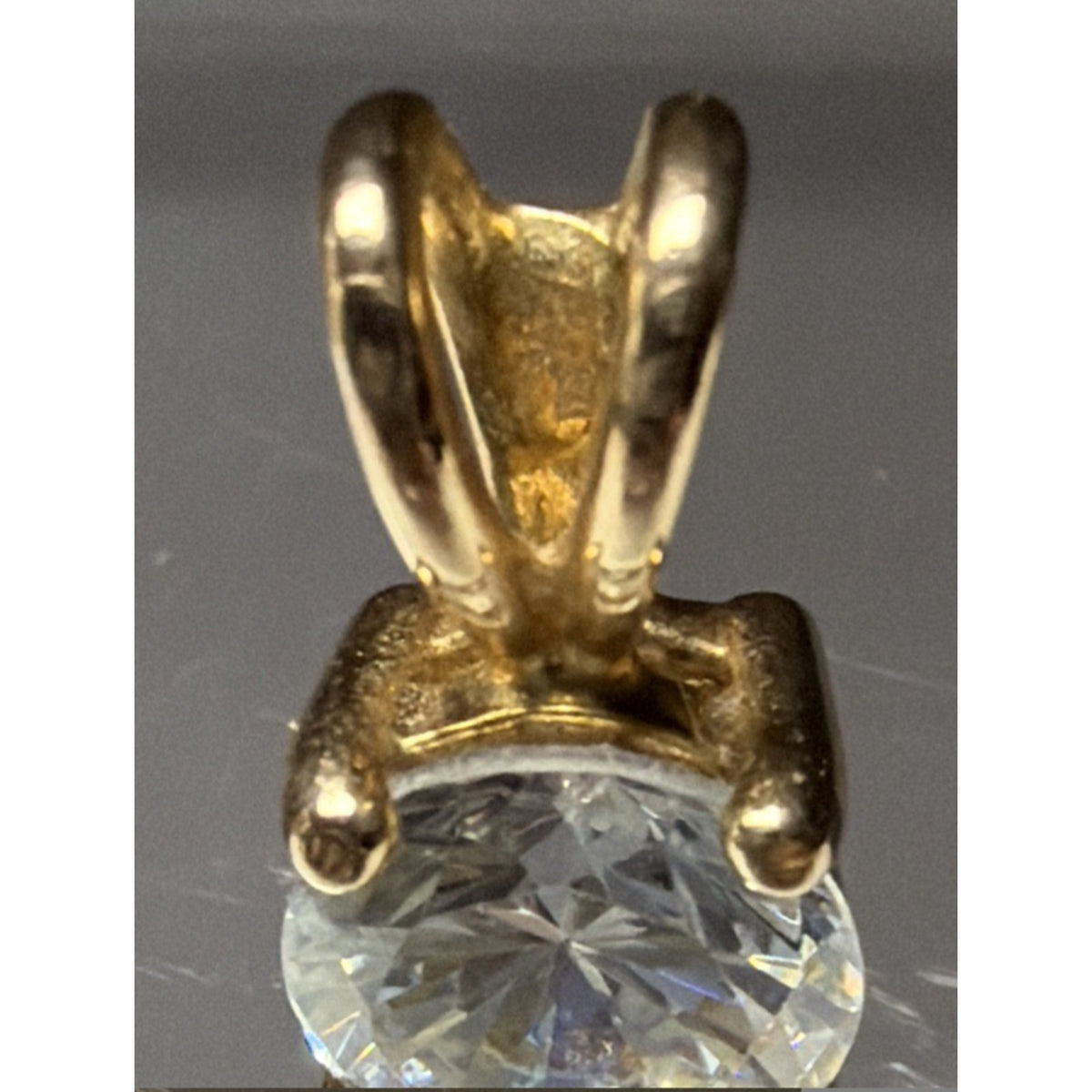 Vintage Gold Vermeil Cubic Zirconia Solitaire Sterling Silver Pendant