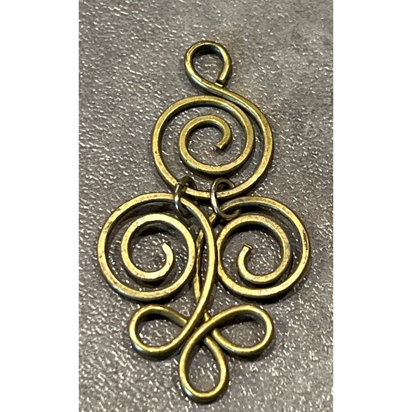 Vintage Celtic Budding Spiral Pendant Charm Gold Tone Brass