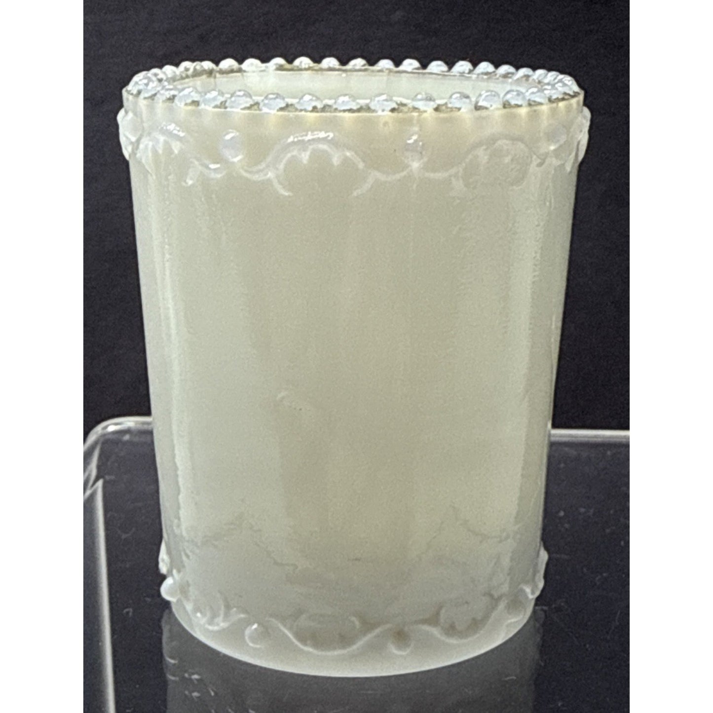 EAPG Unidentified Milk Glass Toothpick Matchstick Tobacco Childs Bead Scroll