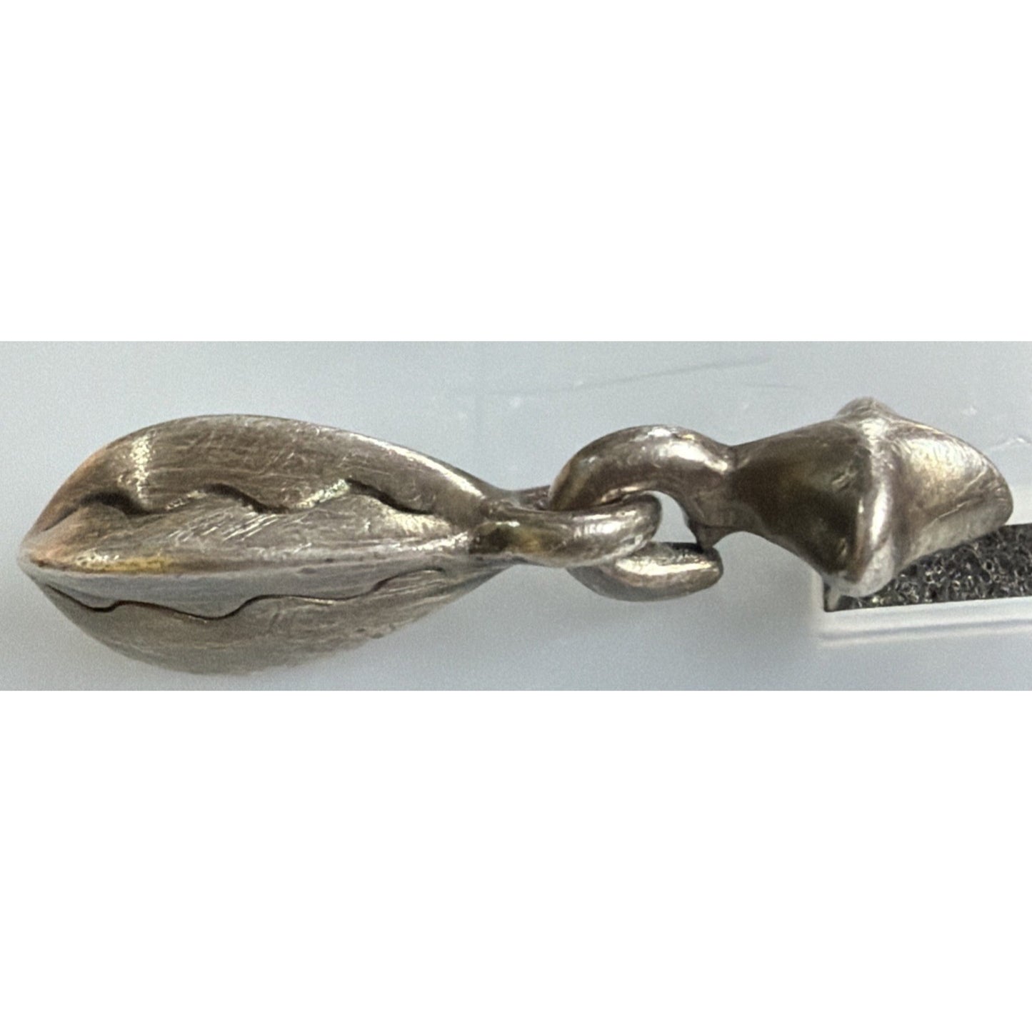 Modernist Silver Geometric Abstract Dangle Earrings Bean Fishbone Seed Pod As Is