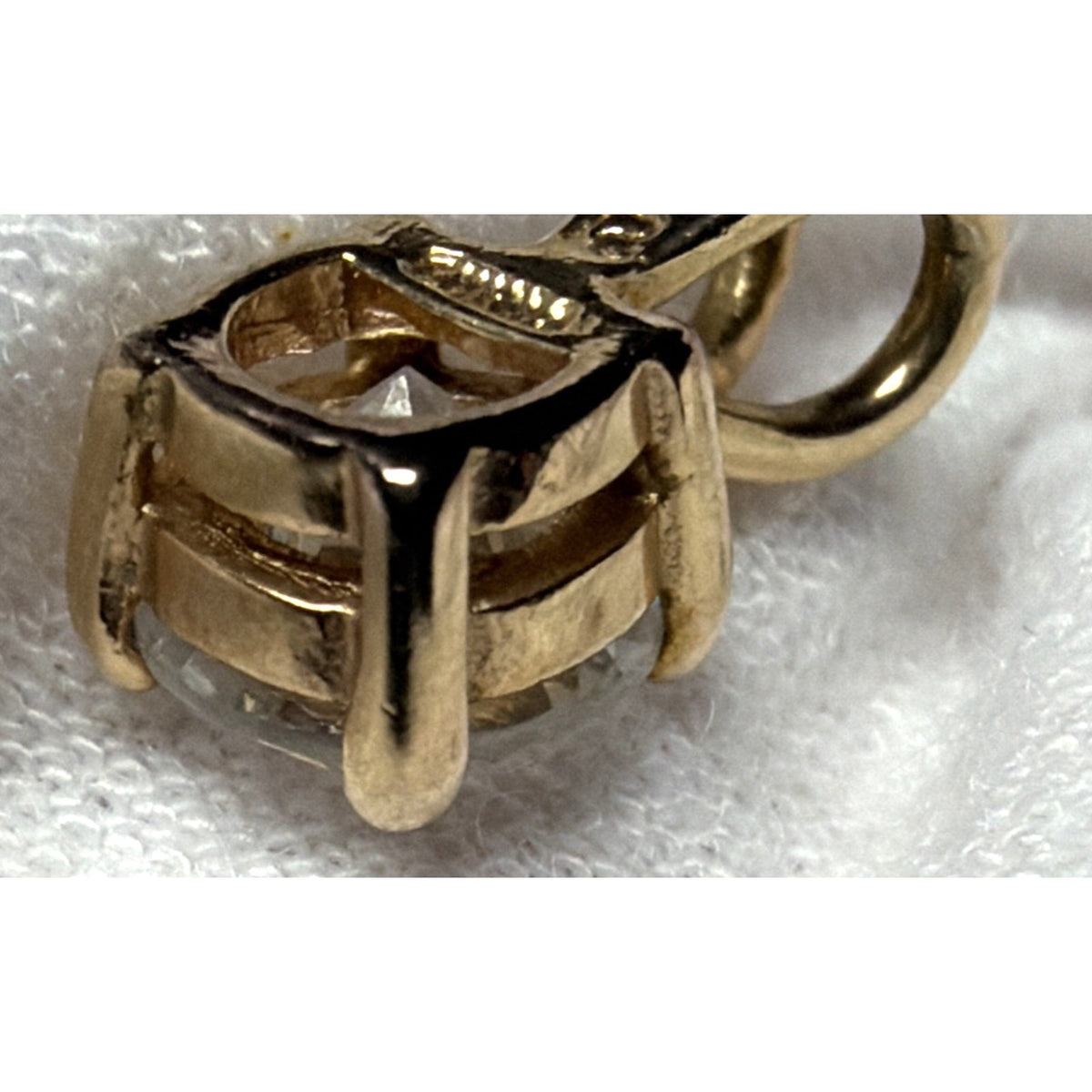 Vintage Gold Vermeil Cubic Zirconia Solitaire Sterling Silver Pendant