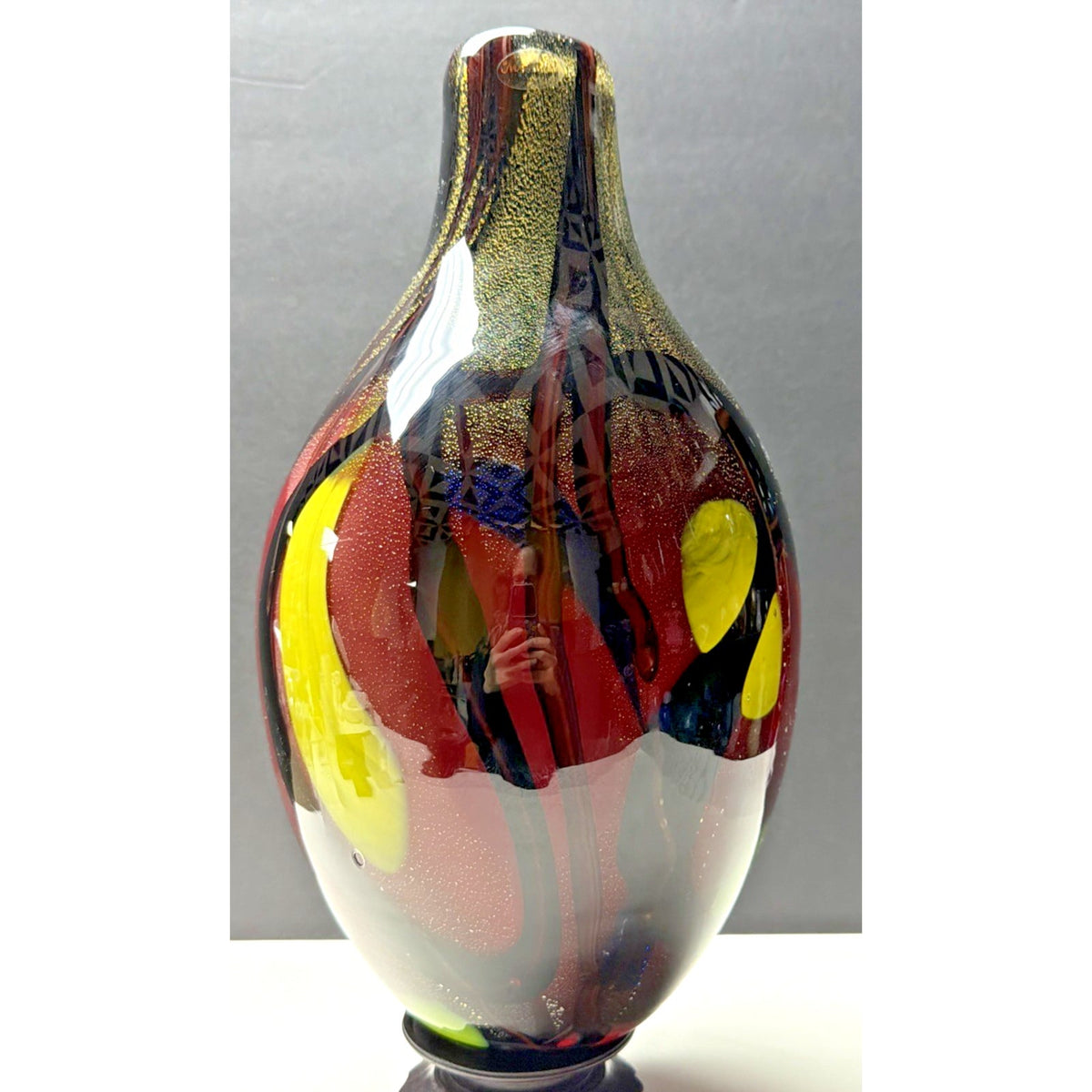 Vintage Murano Glassware Art Glass Vase Abstract Sommerso Aventurine Confetti