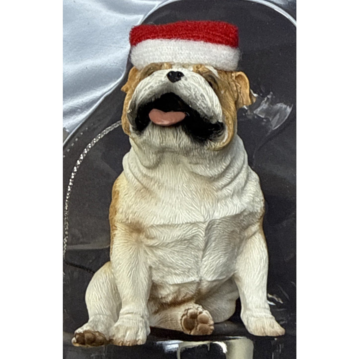 Vintage Sandicast Bulldog Puppy Dog Fawn Ornament Hat Box