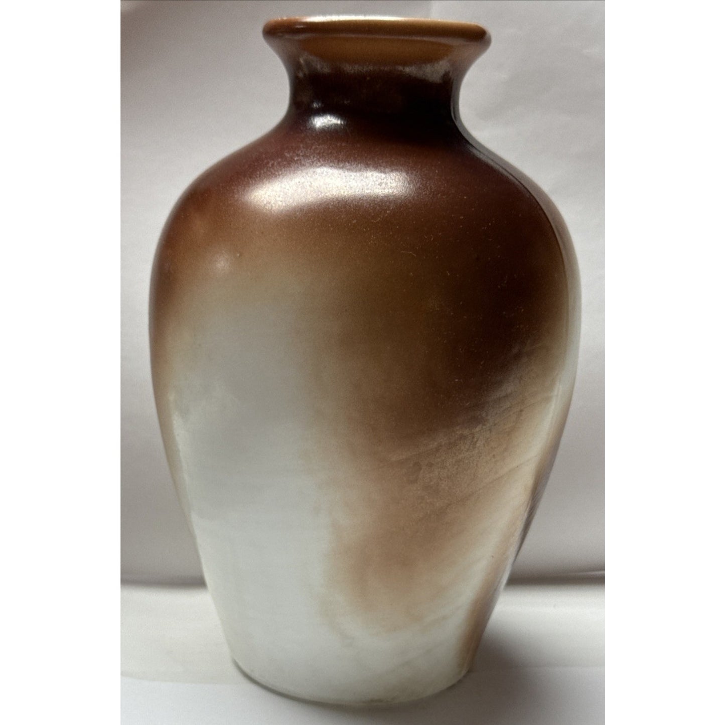 EAPG Victorian Fostoria Opaque Milk Glass Hand Paint Green Rose Bulb Vase As-Is