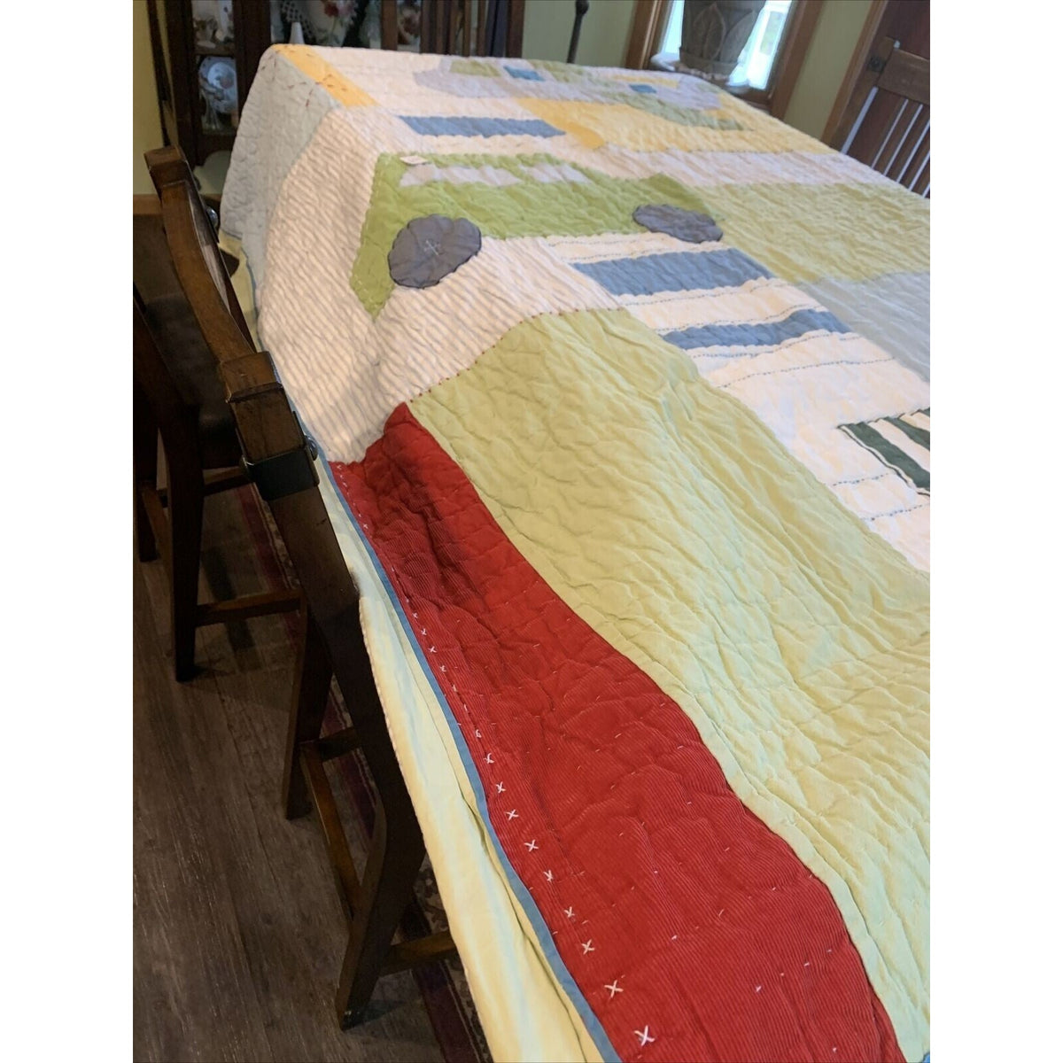 Pottery Barn Kids Jax Construction Cars Semi Truck Quilt Blanket 68 x 86 in
