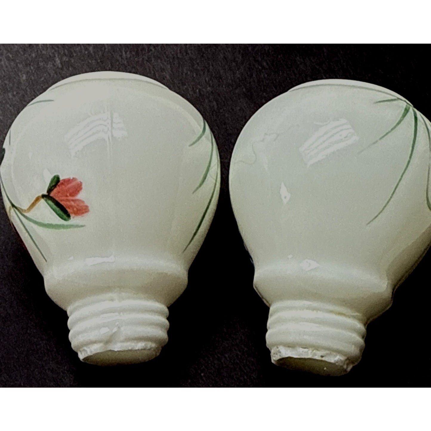 EAPG Buckeye Glass 960 Ring Neck Bulbous Shakers Hand Painted Chubby Blossom