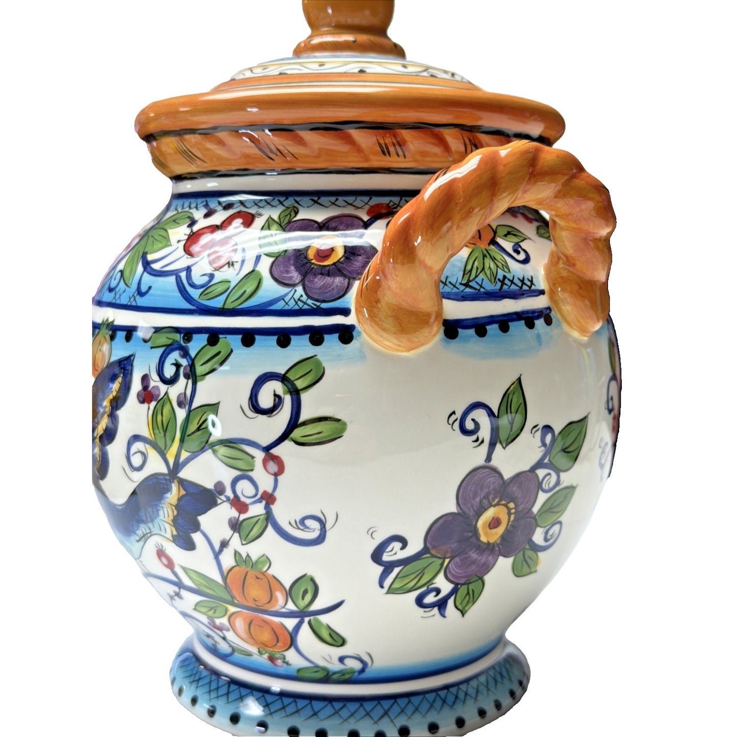 Dario Farrucci Designs Villa Paradiso Canister Cookie Jar Handles 9.25 in