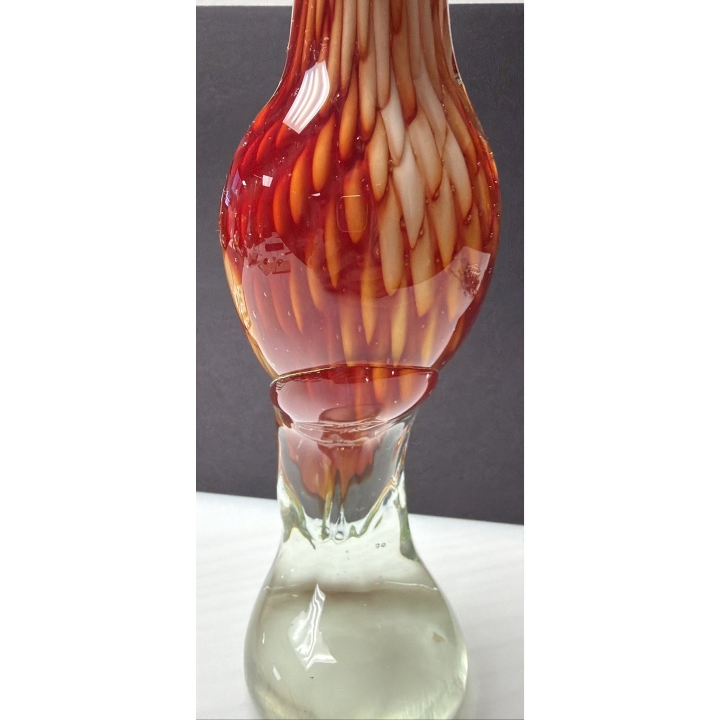 Vintage Blown Art Glass Parrot Sculpture Sommerso Bullicante Red White Bubbles