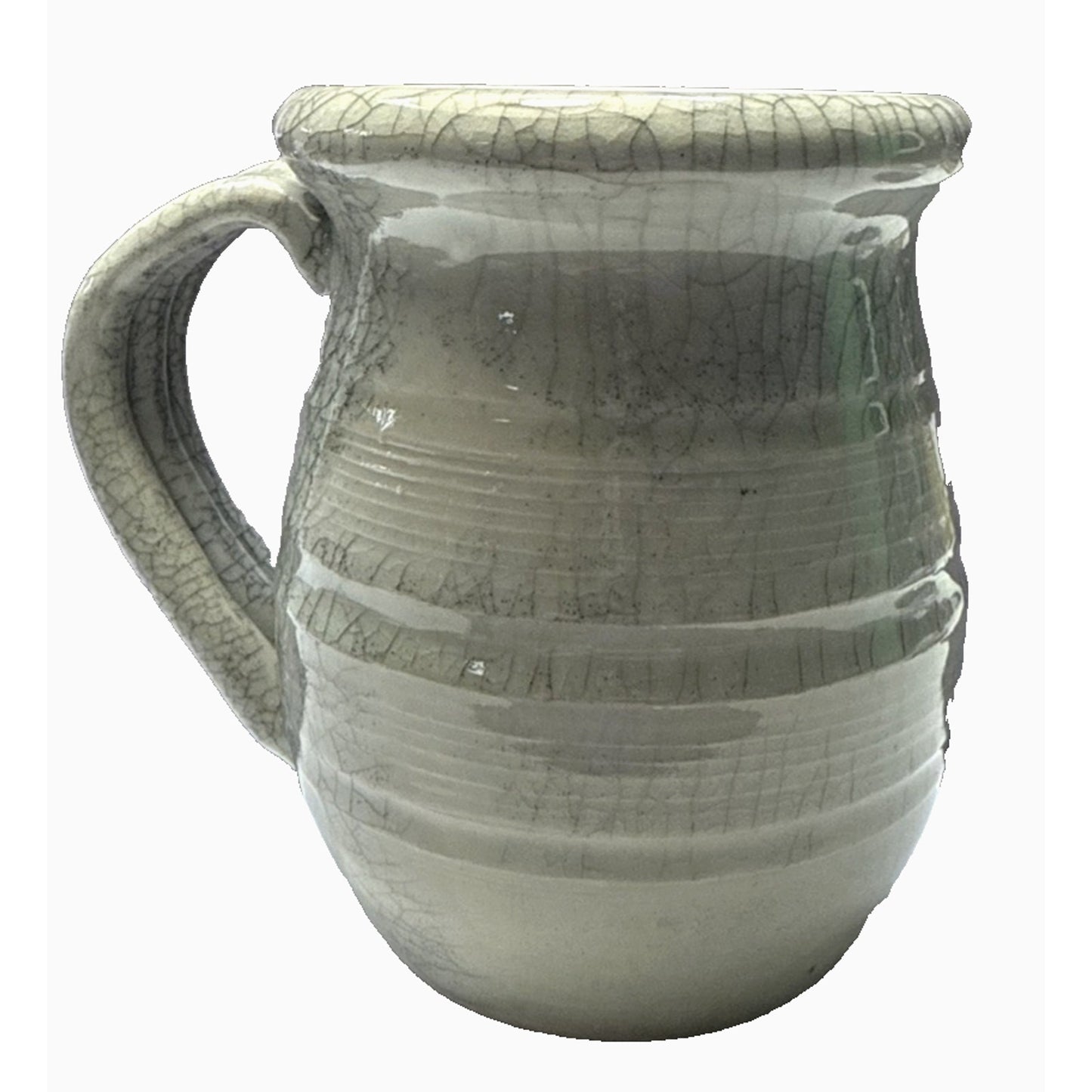 L Taylor Studio Art Pottery Large Celadon Green Crackle Glaze Mug Banded