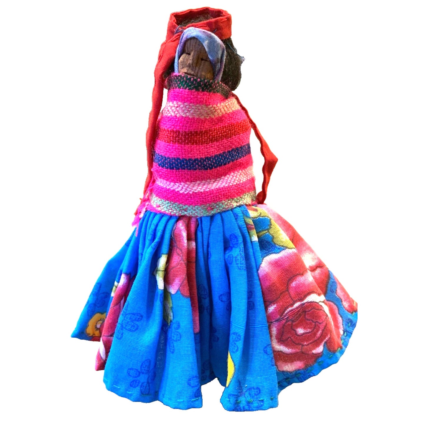 Vintage Hand Carved Wood Indian Doll Tarahumara Raramuri Mother And Child