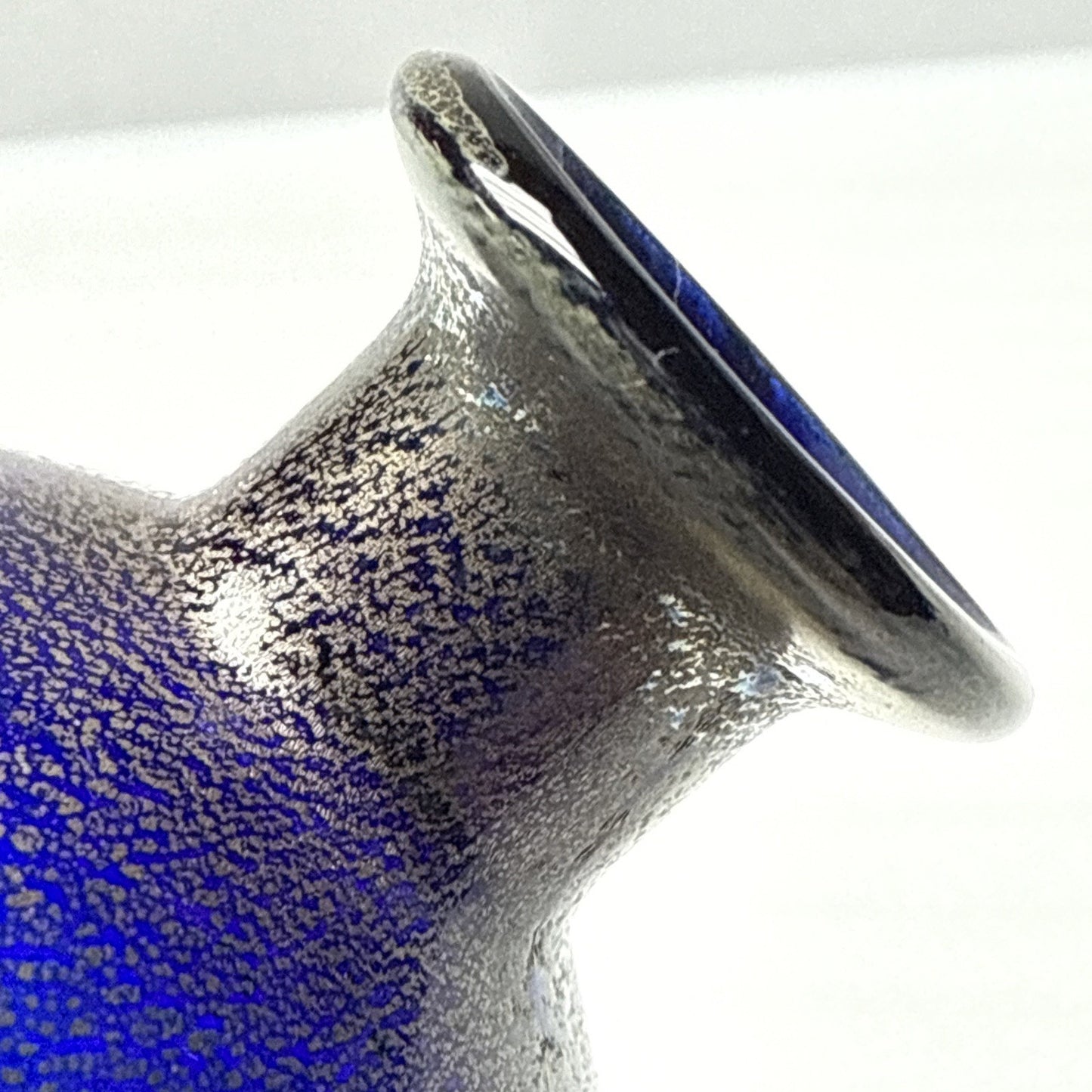 Vtg Murano Glass Cobalt Blue Gold Fleck Overlay Aventurine Glass Perfume Bottle