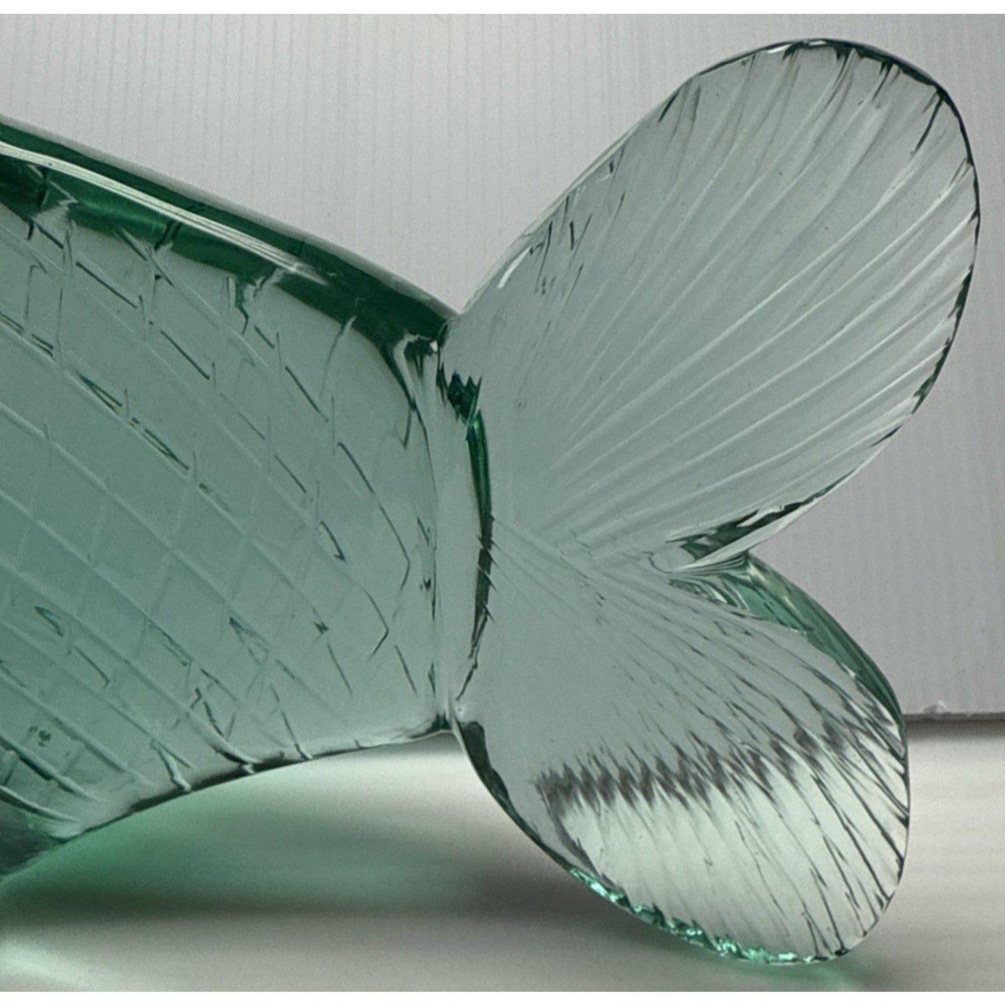 Vintage Cut Crystal Goldfish Big Eye Koi Fish Sculpture Aqua Green As-Is