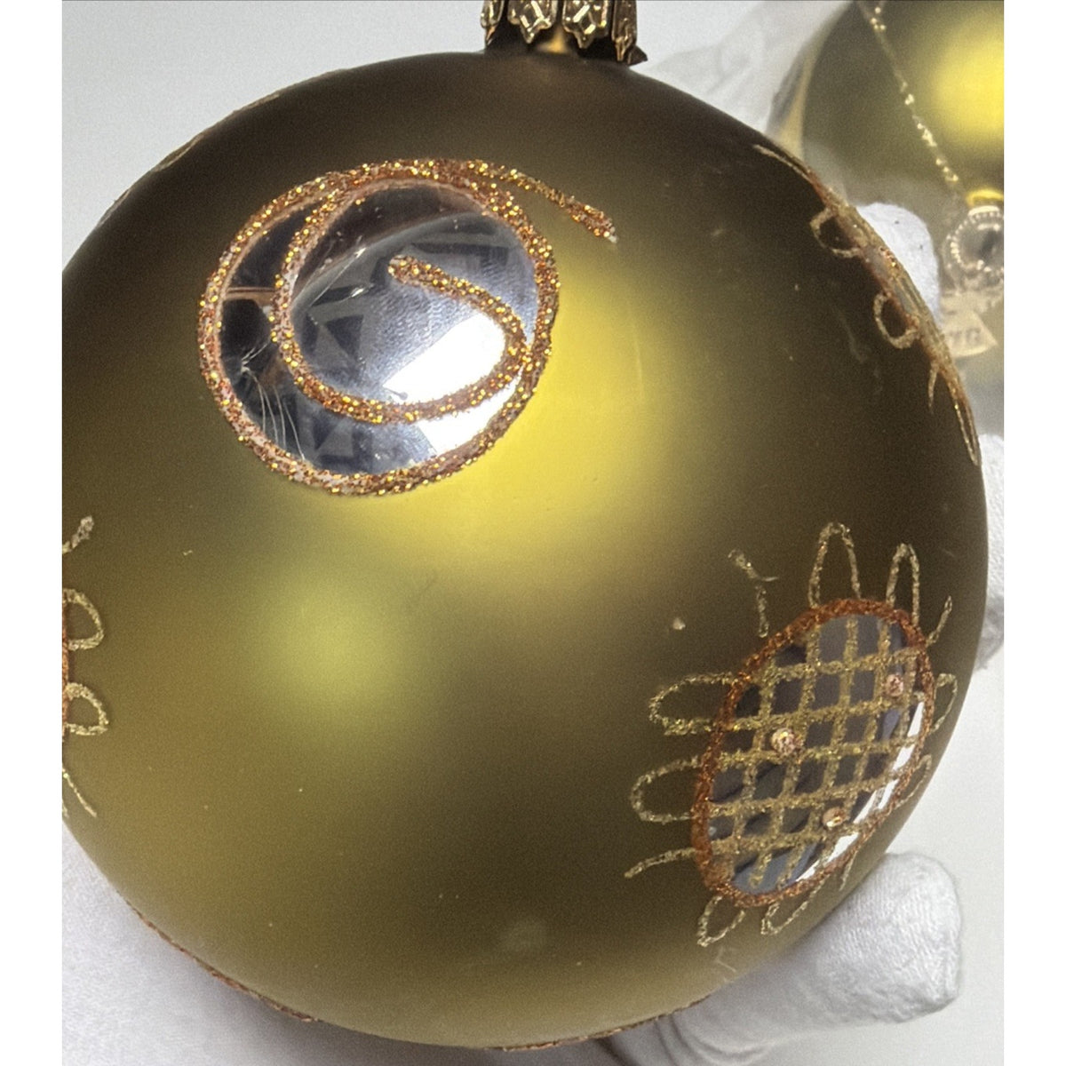 William Sullivan Collection WC Poland Mercury Glass Green Ornament Abstract Gold