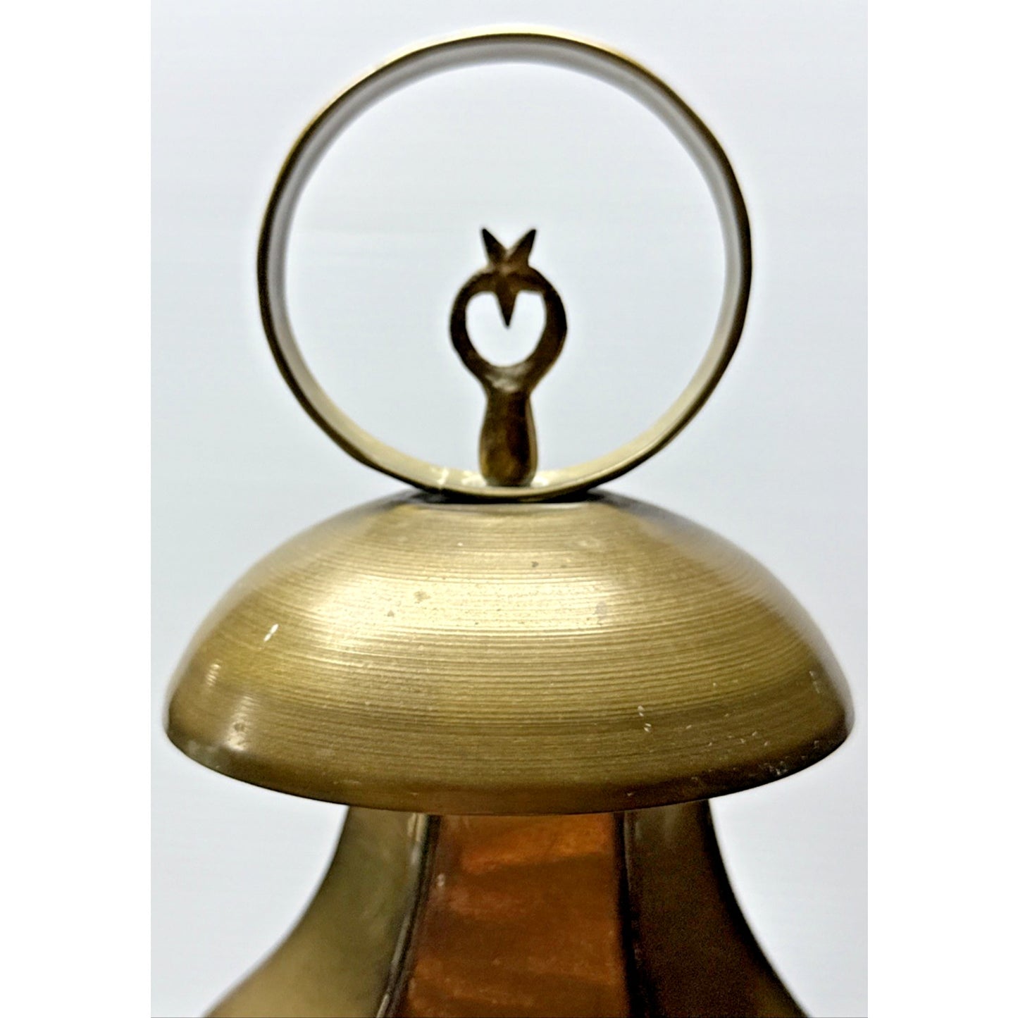 Vintage Yuksel Lambalari Turkish Shepard Brass Candle Lantern Lamp Etched Glass