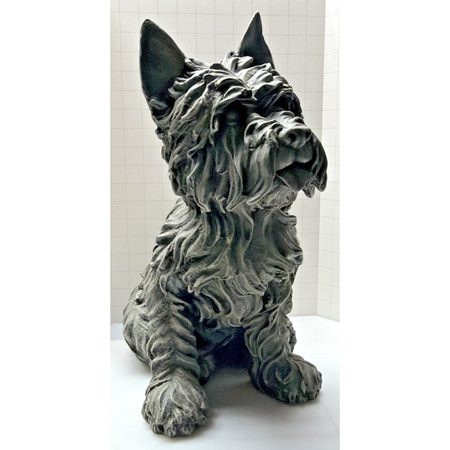 Westie Cairn Terrier Dog Outdoor Statue Large Resin Stone Grey As Is