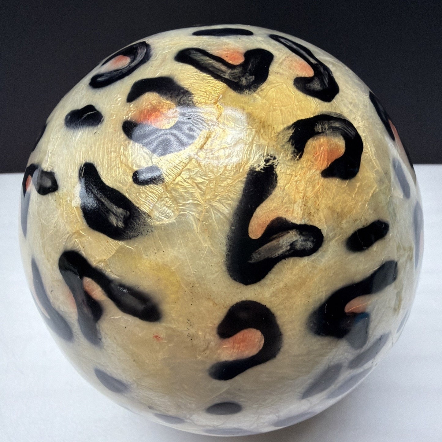 Vintage Leopard Print Capiz Shell Orbs Sphere Ball