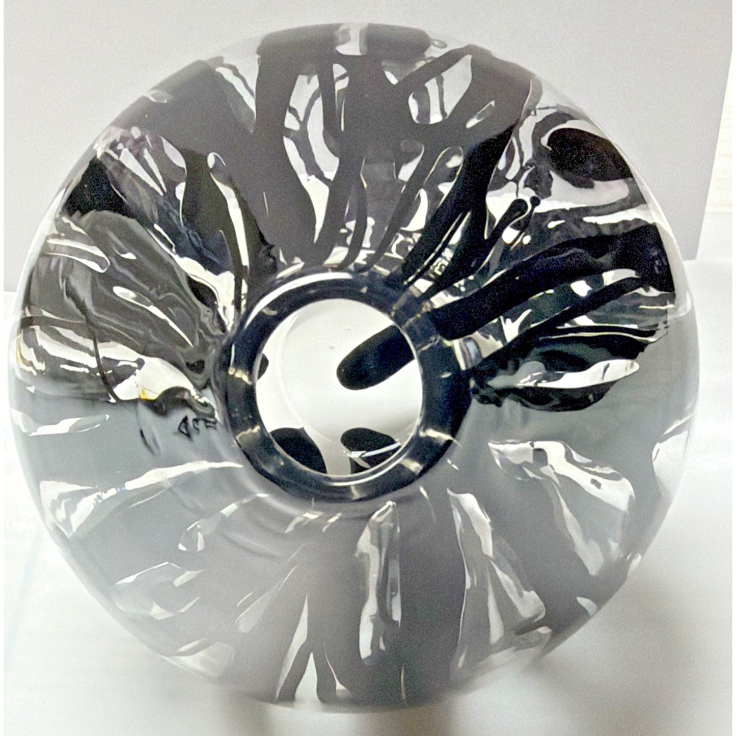 MCM Blown Art Glass Vase Black Drip Abstract Bulb Teardrop Onion