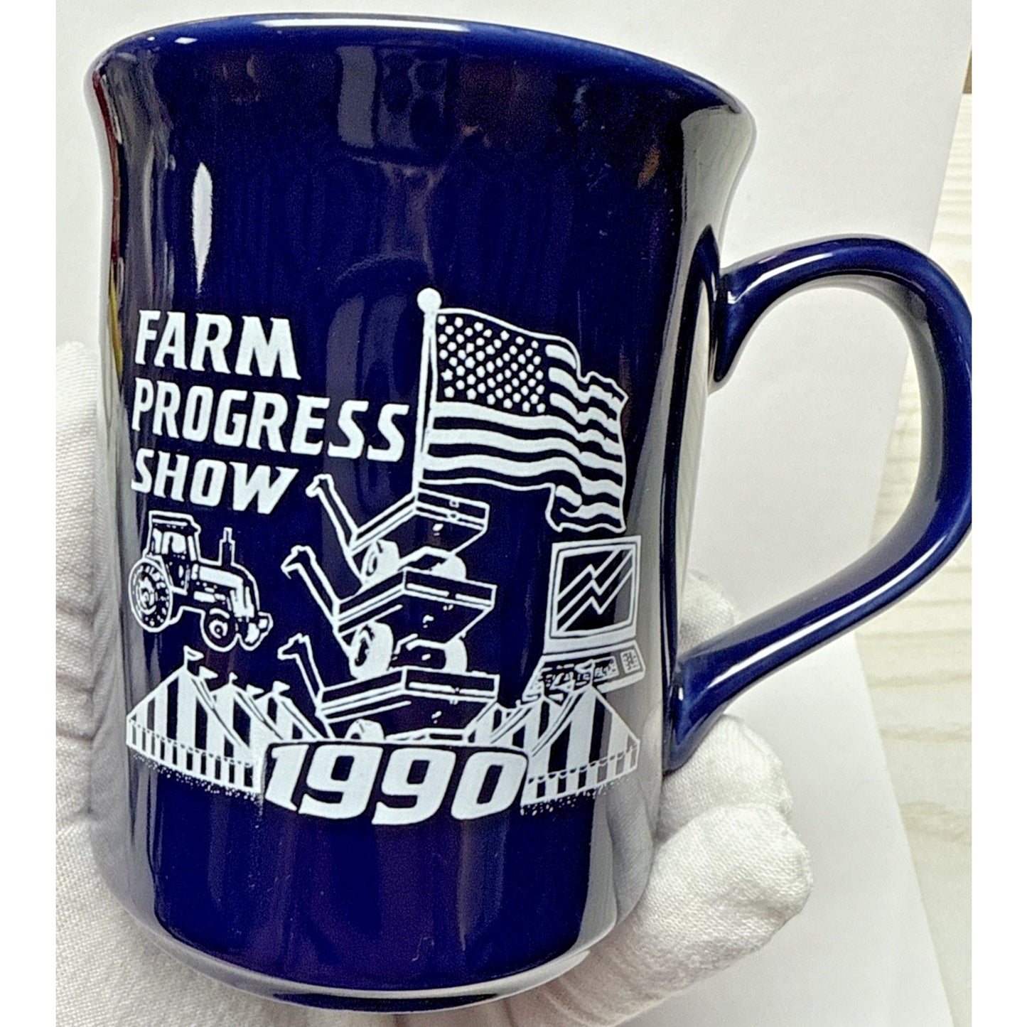 Vintage Farm Progress Show 1990 Mug Cobalt Blue English Ironstone Tableware