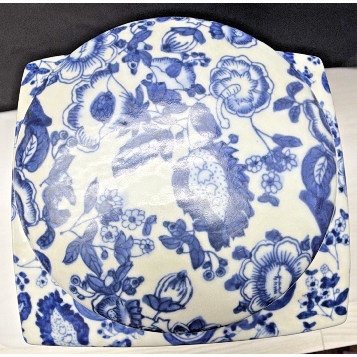 Vintage Bombay Co Canister Chinese Famille Rose Blue White Chinoiserie Large Jar