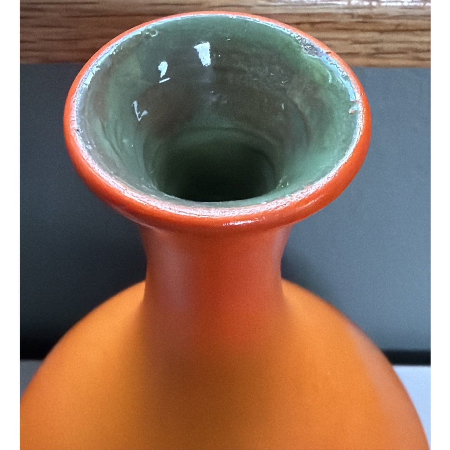 MCM Villa de Zaachila Oaxaca Pottery Metros Orange Vase Weed Pot Green Glazed
