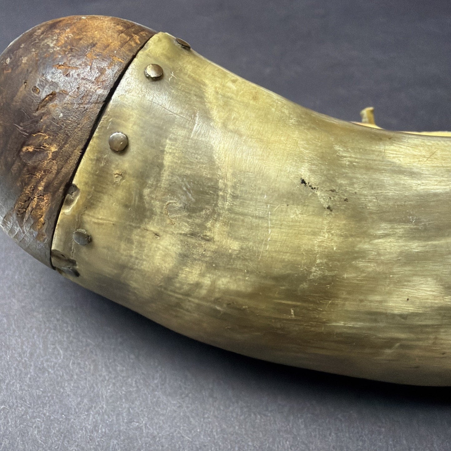 Old Primitive Powder Horn Powder Flask Wood Dome No Plug As Is