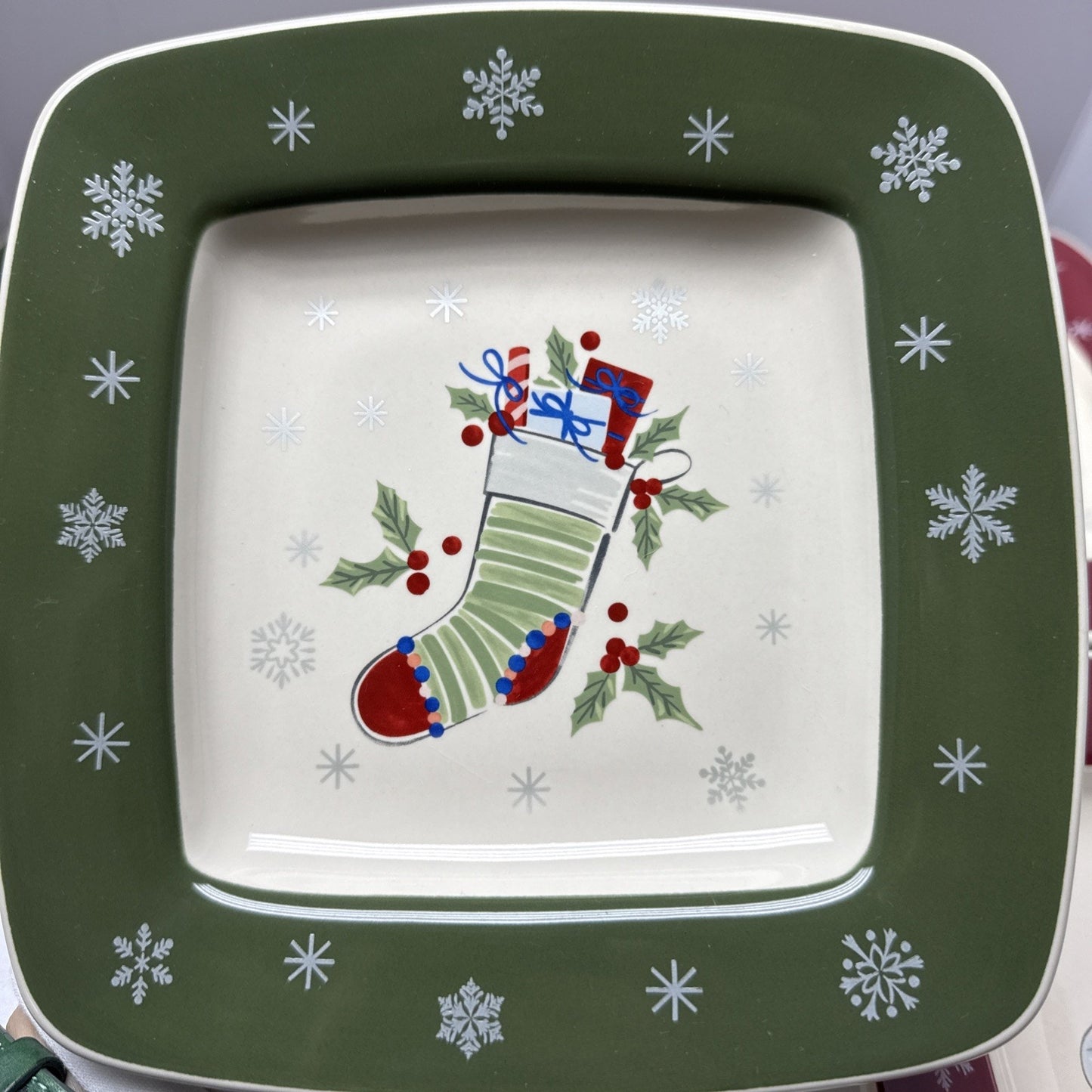 Longaberger Pottery 4 Pc Set All The Trimmings Holiday Plates 31808 Box New Open