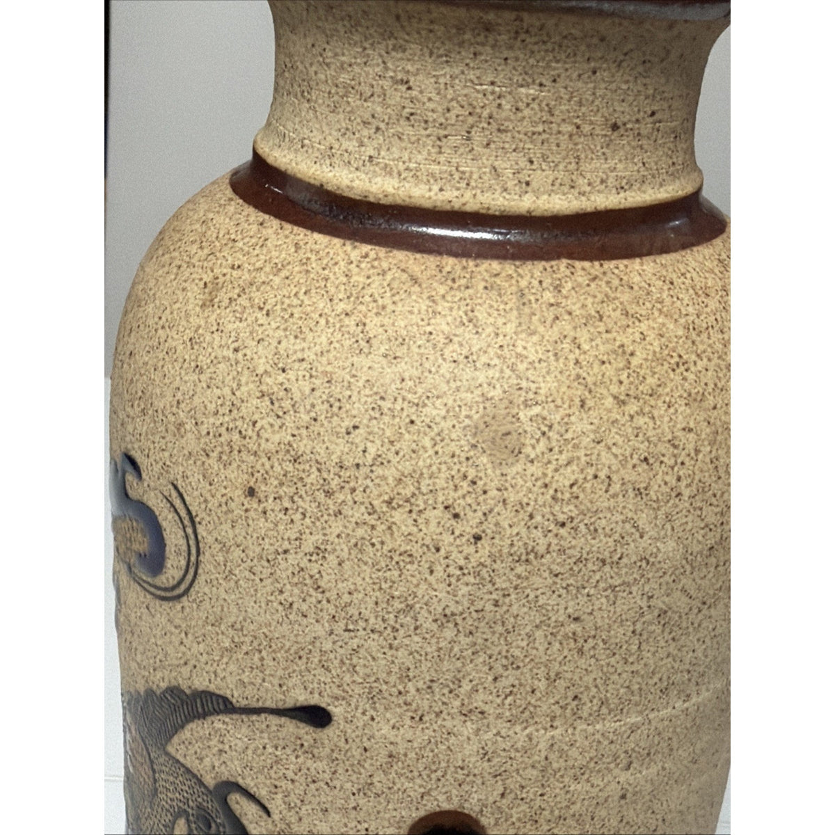 Vintage Tonala Folk Art Netzi Mexican Pottery Sandstone Vase Bird Flower Signed