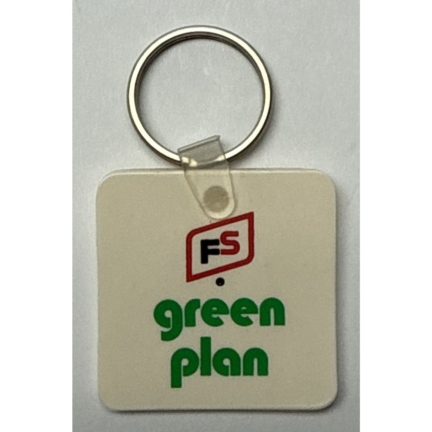 Vintage FS Seed Company Green Plan Farming Keychain Key Ring Rubber Vinyl