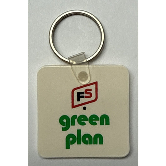 Vintage FS Seed Company Green Plan Farming Keychain Key Ring Rubber Vinyl