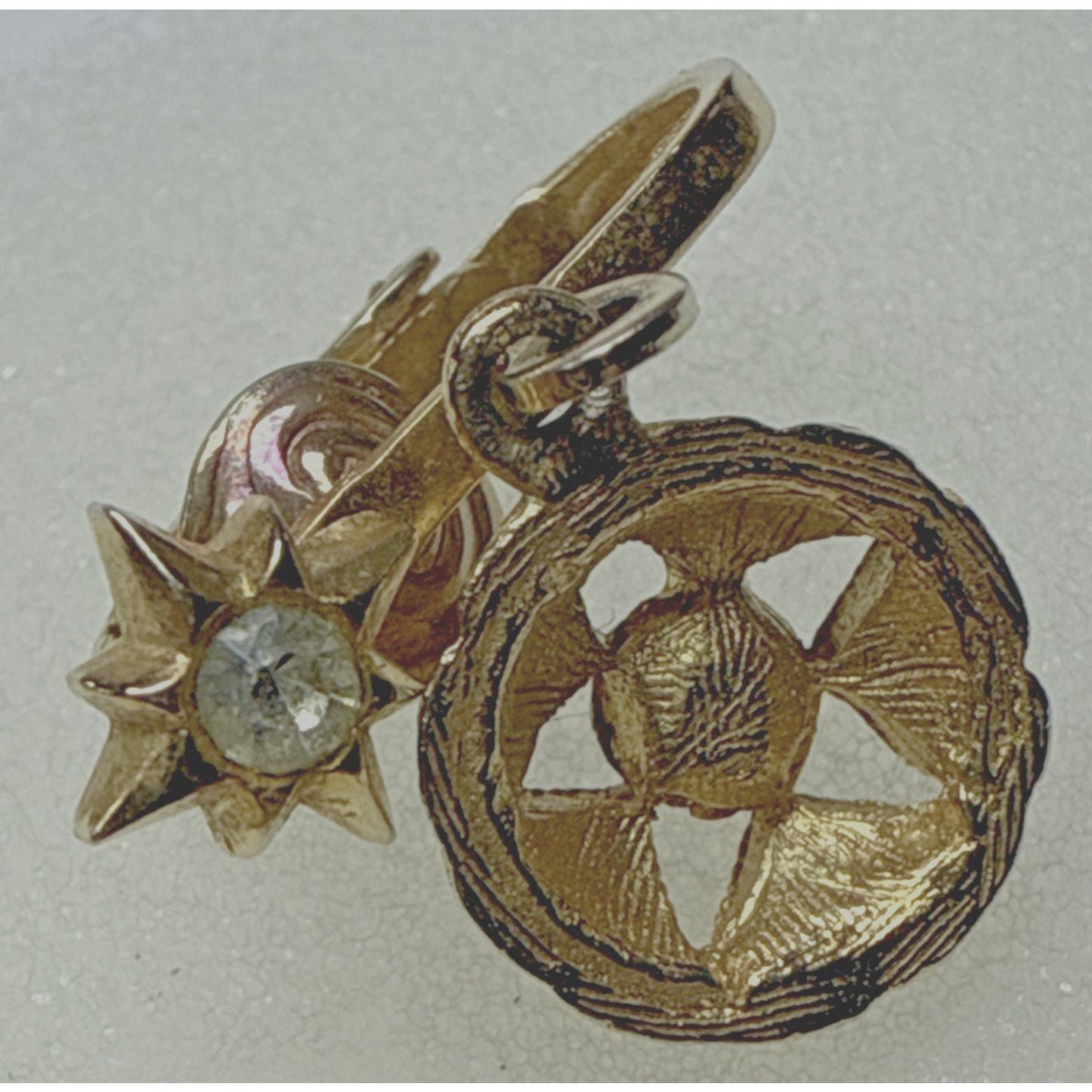 Vintage Atomic Starburst Star Clip On Dangle Earrings Rhinestone