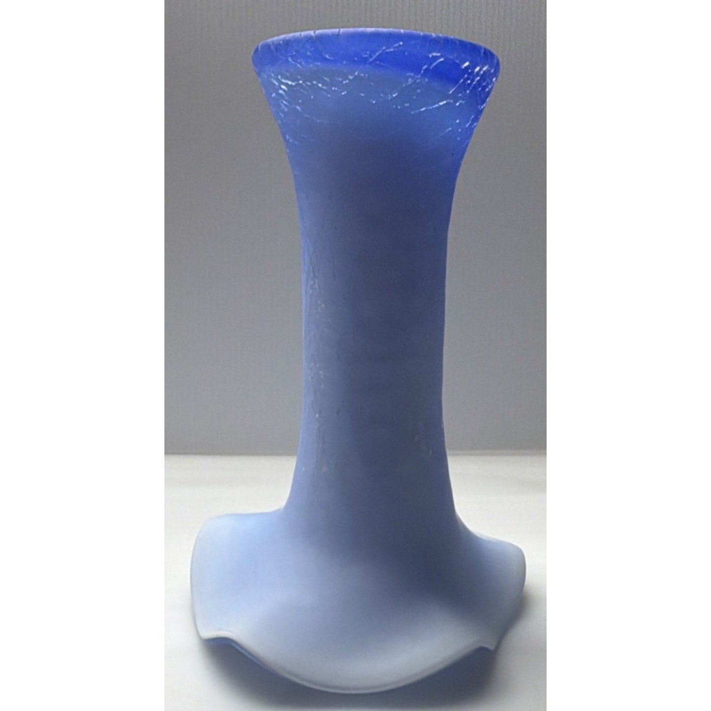 Victorian Powder Blue Crackle Glass Jack Pulpit Vase Cased White Purple Glow