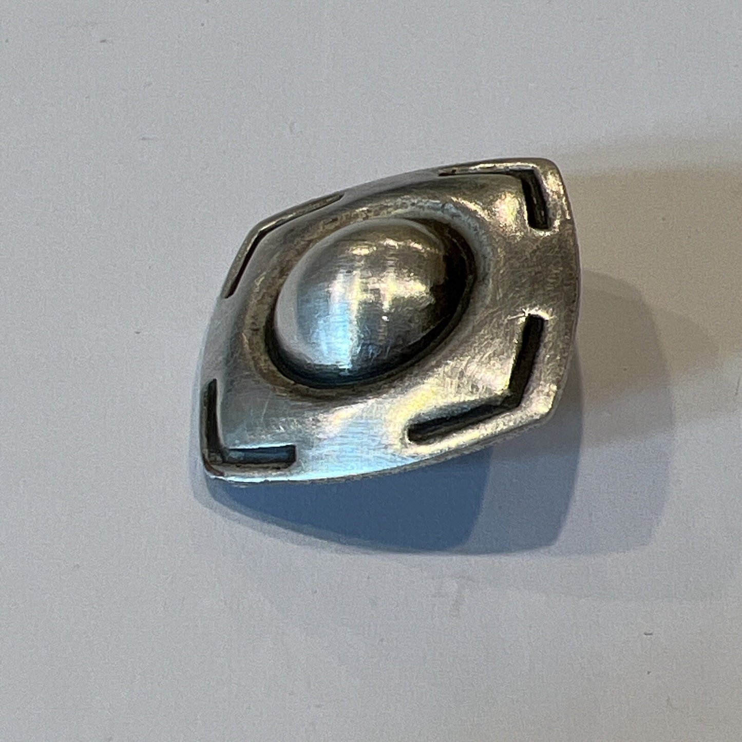Vintage Southwestern Sterling Silver Square Round Dome Clip On Earrings