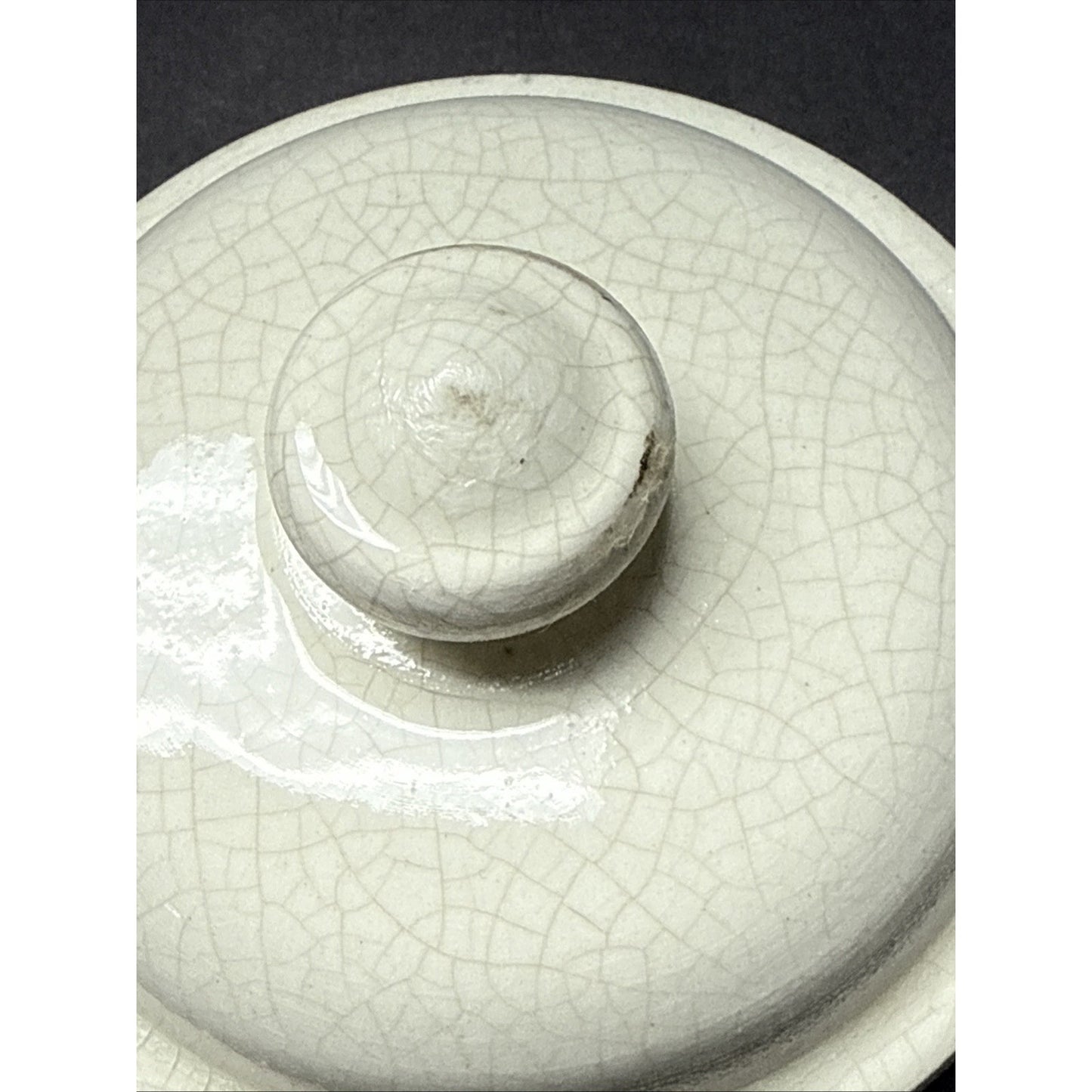 Vintage Leona Lavorato A Mano Italy Crackle Glaze Cream Canister Jar 9.25" As-Is