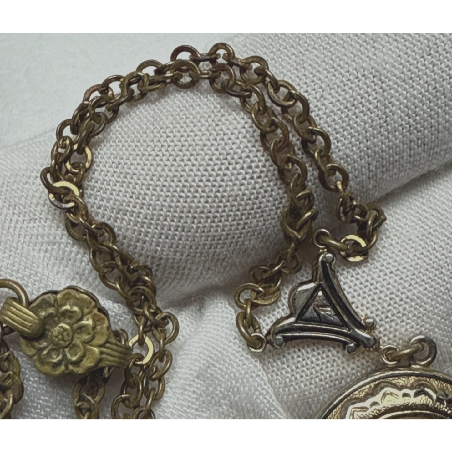 Vintage Black Celluloid Cameo Mother Of Pearl Locket Engraved Pendant Necklace