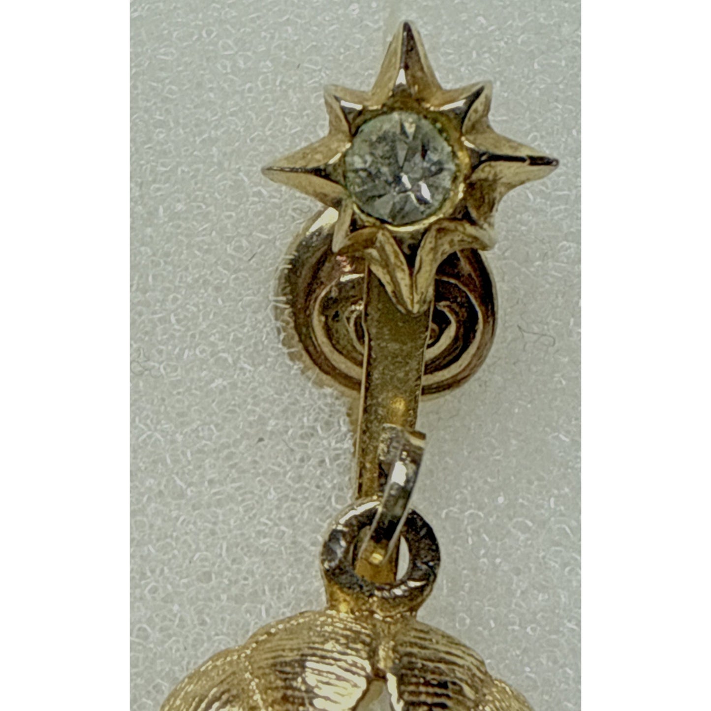 Vintage Atomic Starburst Star Clip On Dangle Earrings Rhinestone