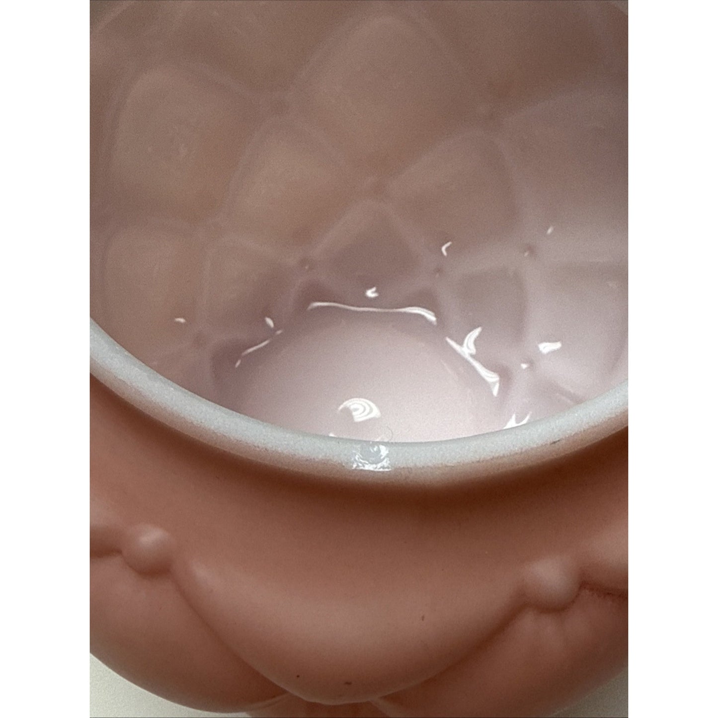 EAPG Consolidated Glass Florette Quilted Mauve Pink Satin Biscuit Cracker Jar