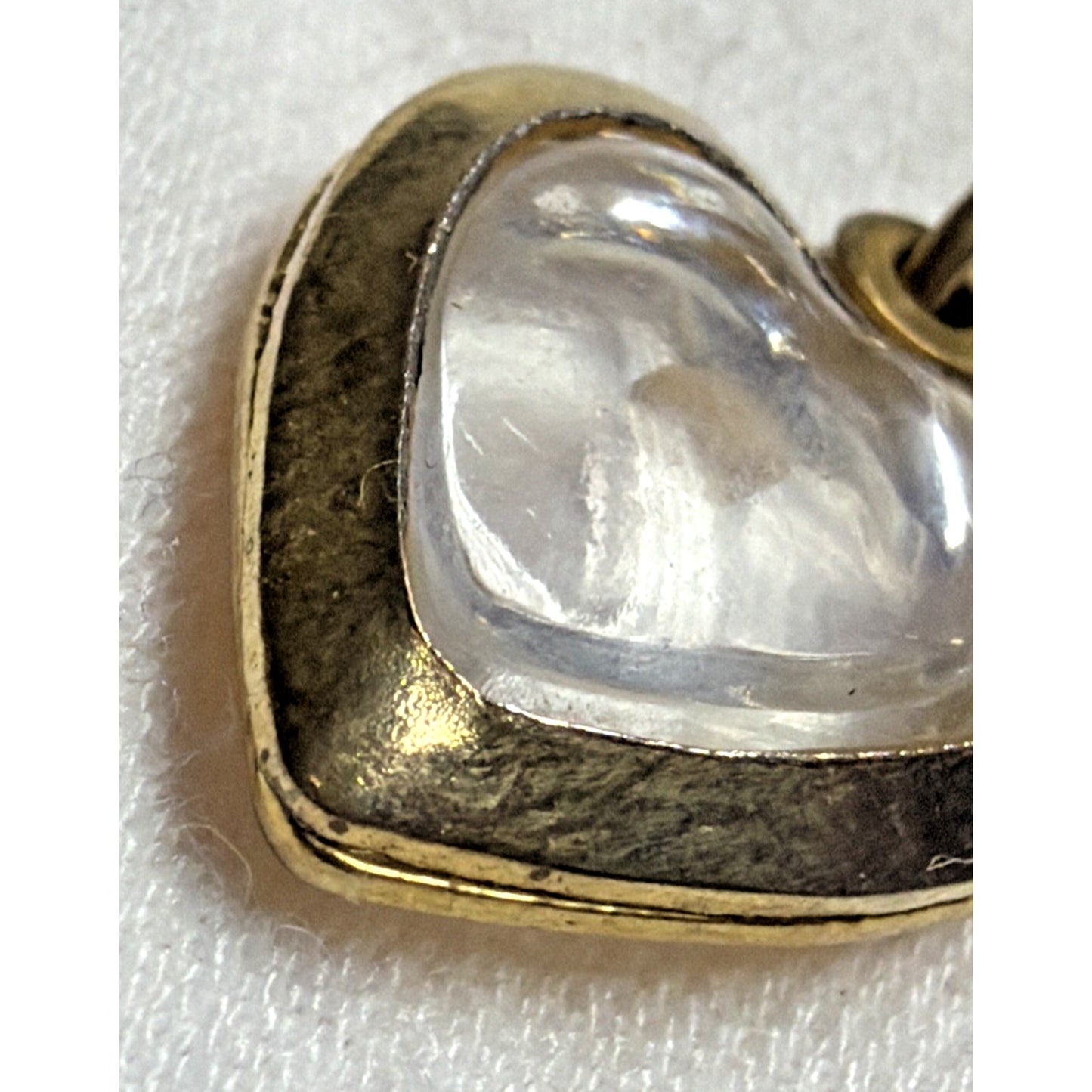 Vtg Gold Plated Lucite Mustard Seed Heart Pendant Charm Religious Amulet As Is